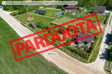 Parduodami du sodų  žemės paskirties sklypai ( i&scaron; viso 12,33 a.) &Scaron;iūparių k., Dovilų sen., Klaipėdos r.