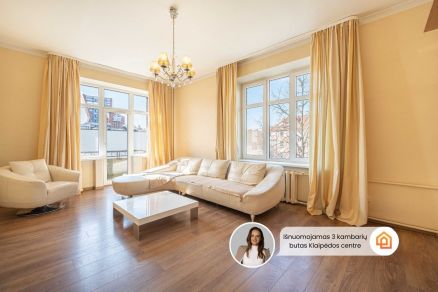 Išnuomojamas erdvus, šviesus ir jaukus 3 kambarių butas Klaipėdos centre, Danės g. 21