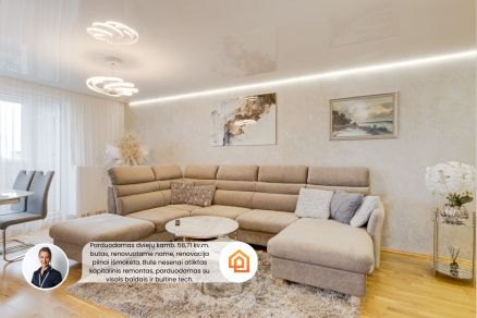 Parduodamas jaukus ir stilingai įrengtas 2 kambarių butas Marijampolėje, Kauno g., renovuotame name